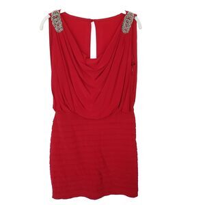 Scarlett Formal Stunning Red Dress Size 8 Silver Beaded Design On Shoulders